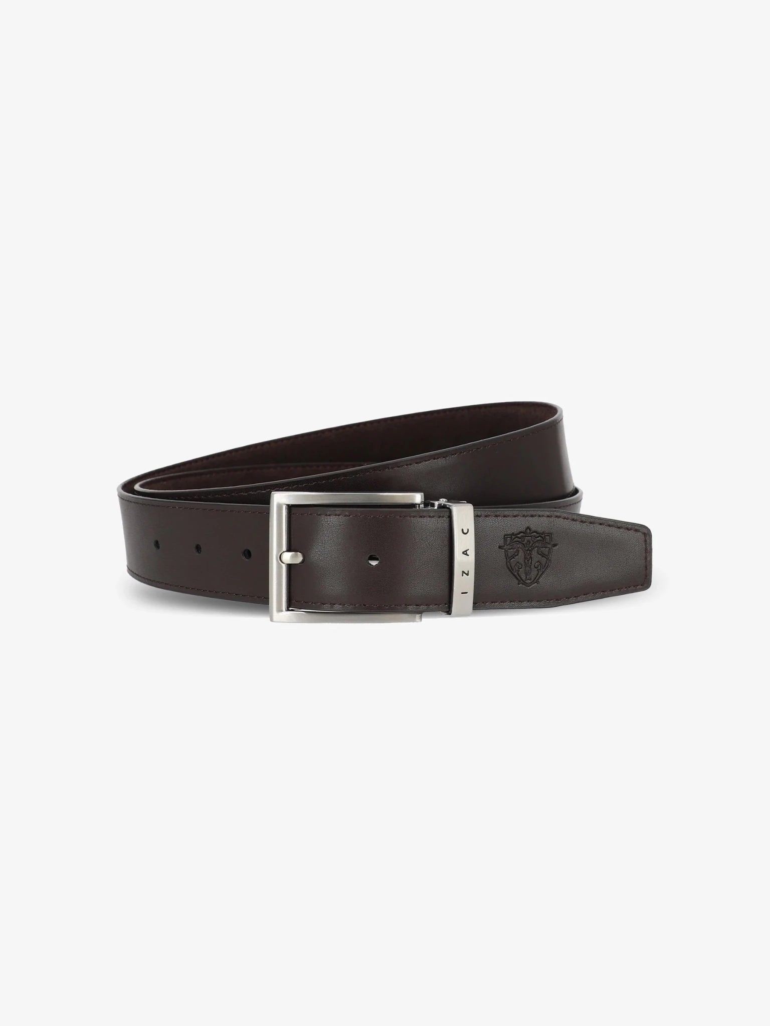 Reversible brown nubuck leather belt