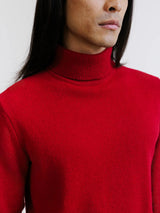 Pull en laine col roulé rouge foncé
