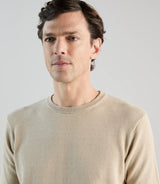 T-shirt à manches courtes en jeu de points beige - IZAC