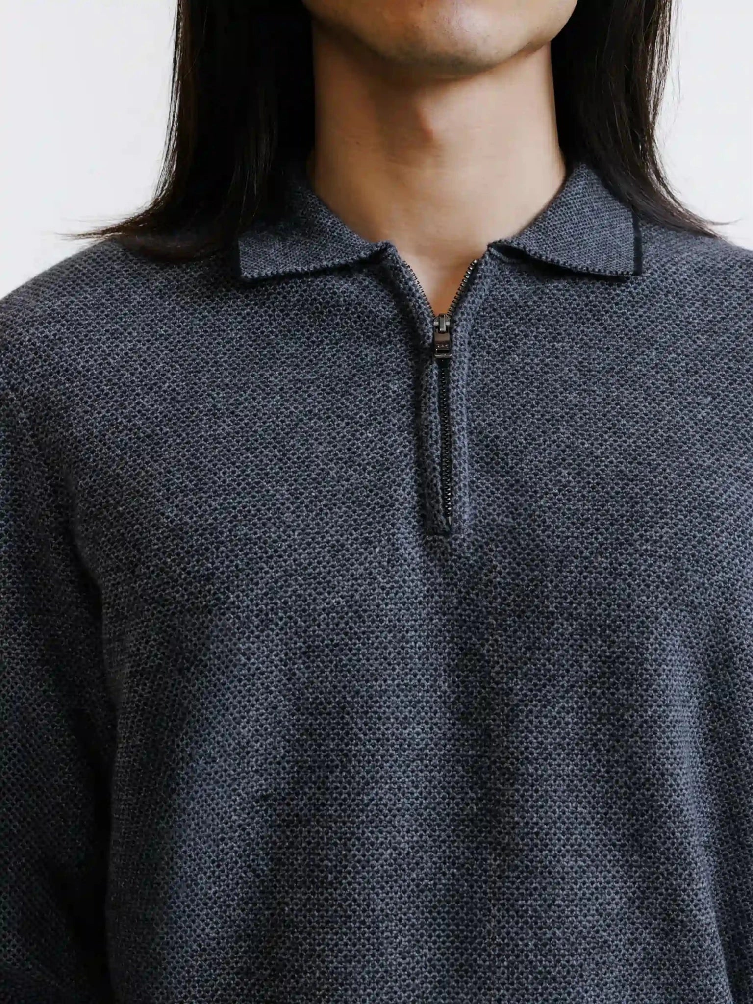 Pull col polo zippé anthracite - IZAC