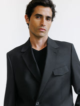 Black double-breasted suit