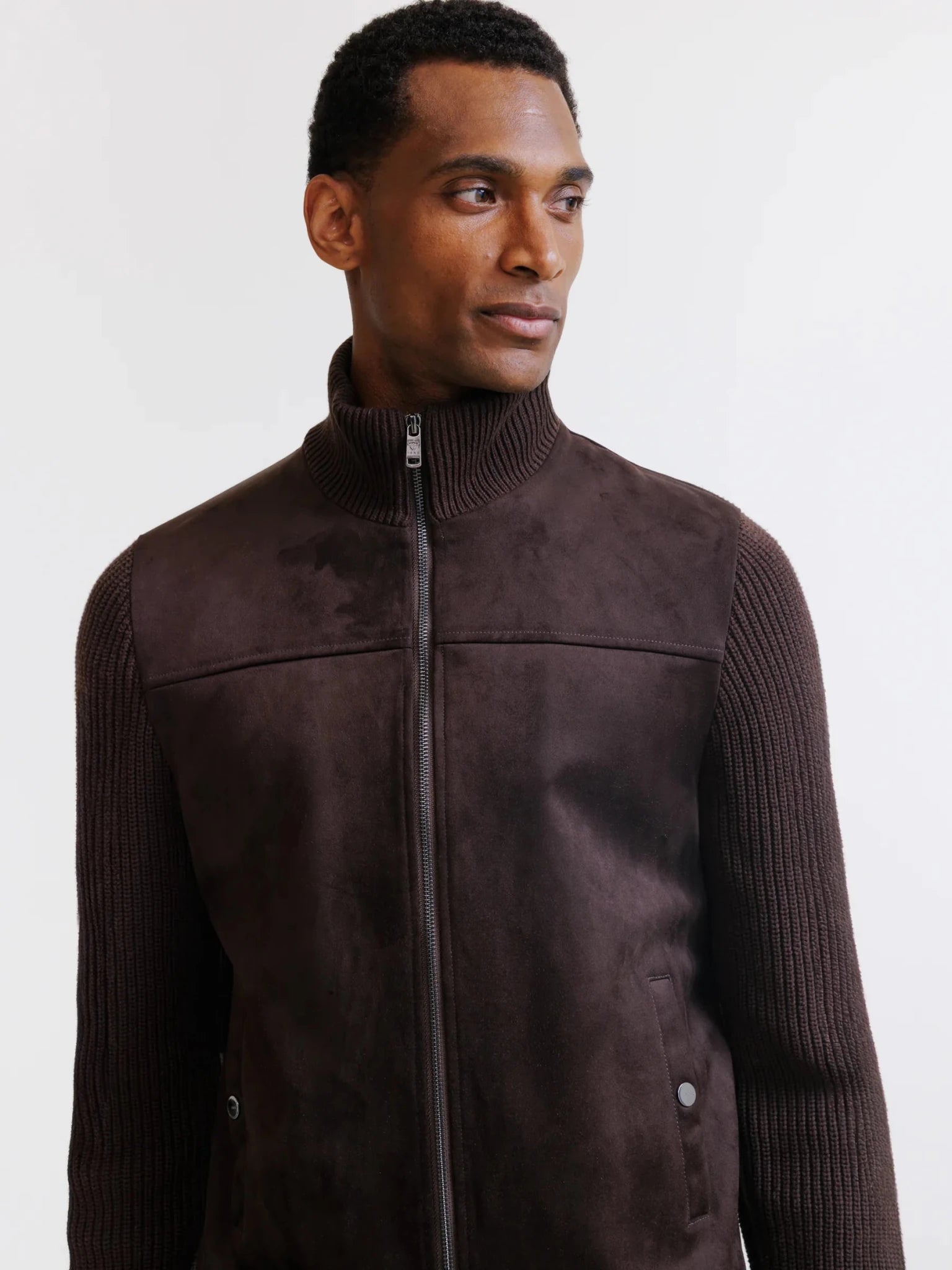 Gilet zippé bi-matière marron - IZAC
