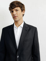 100% black wool suit