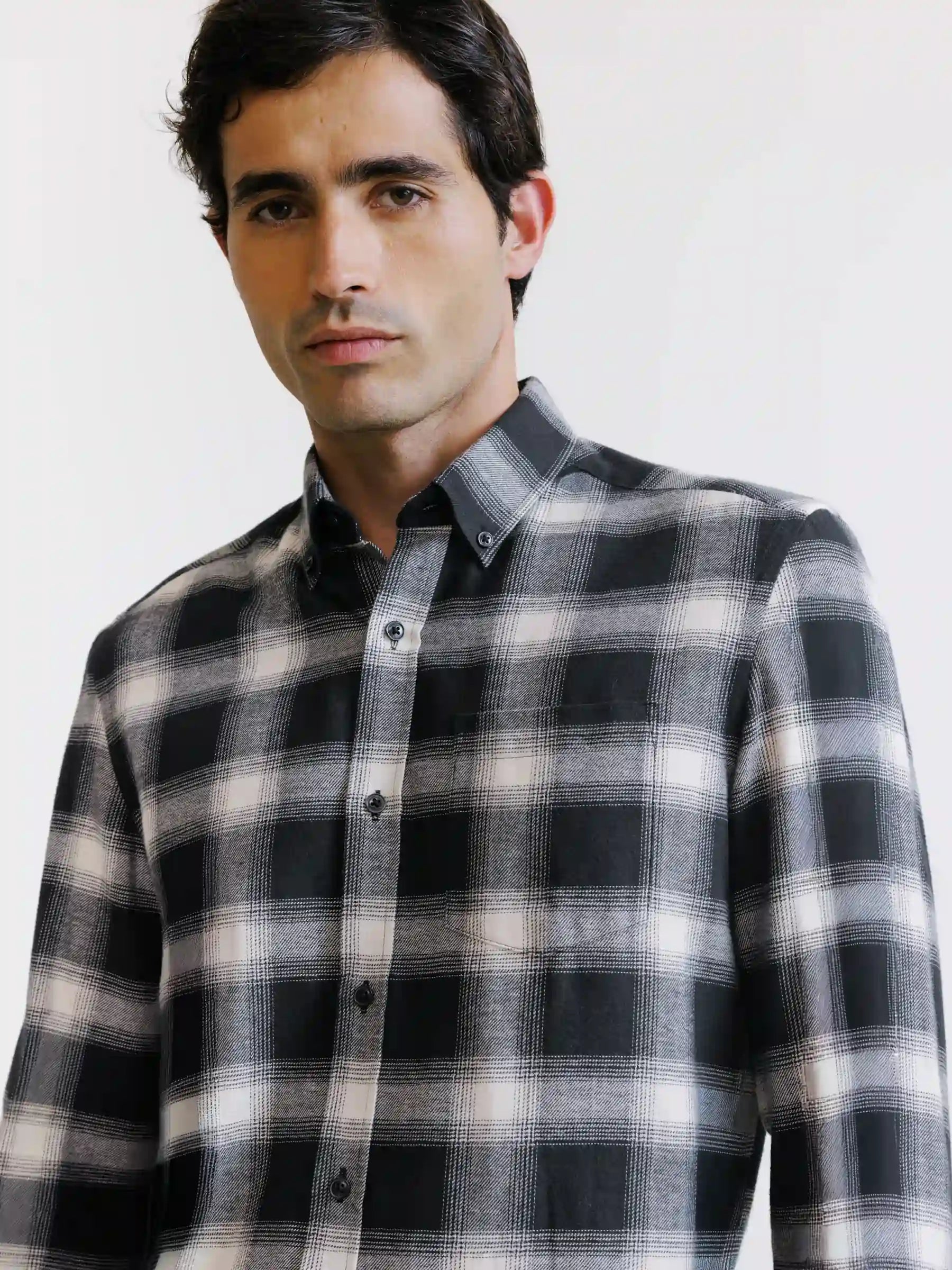 Black plaid shirt