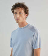 T-shirt à manches courtes en maille bleu ciel - IZAC