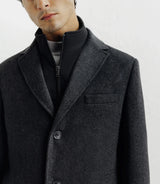 City coat with removable trim, dark gray