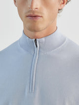 Light blue zip-neck jumper
