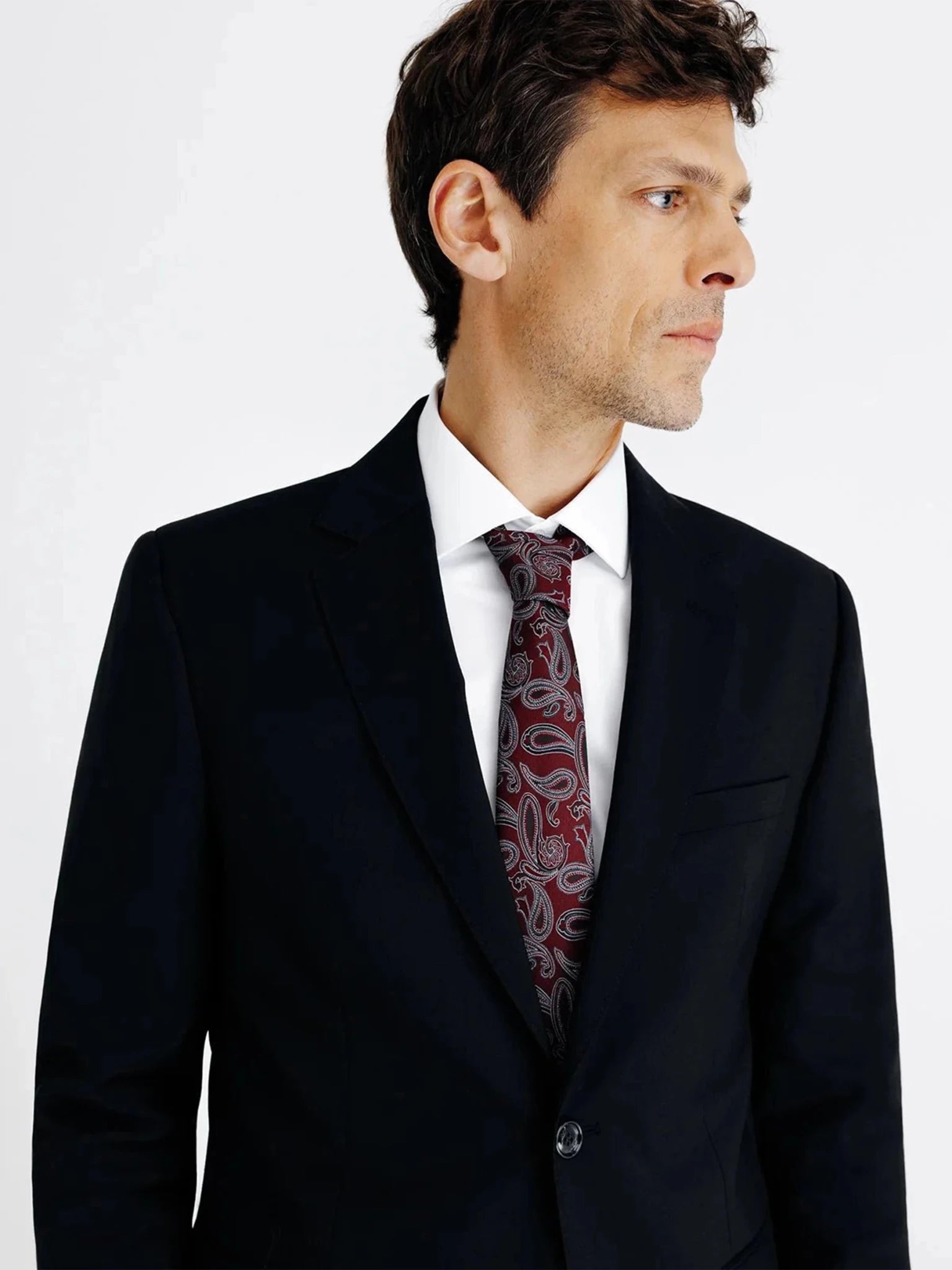 2 black wool buttons suit