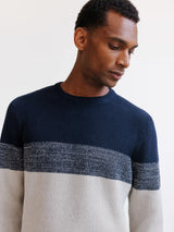 Pull col rond marine