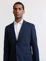 Two-button suit, 100% wool, navy blue