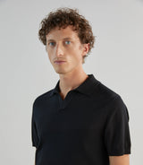 Polo col ouvert en maille noir - IZAC