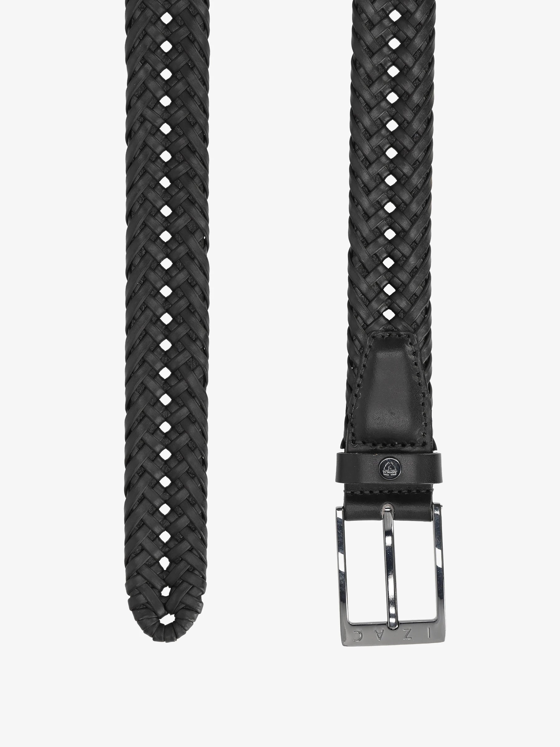 Ceinture tressée en cuir noir