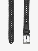 Ceinture tressée en cuir noir