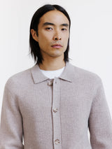 Beige wool collared cardigan