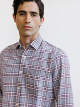 Burgundy plaid shirt
