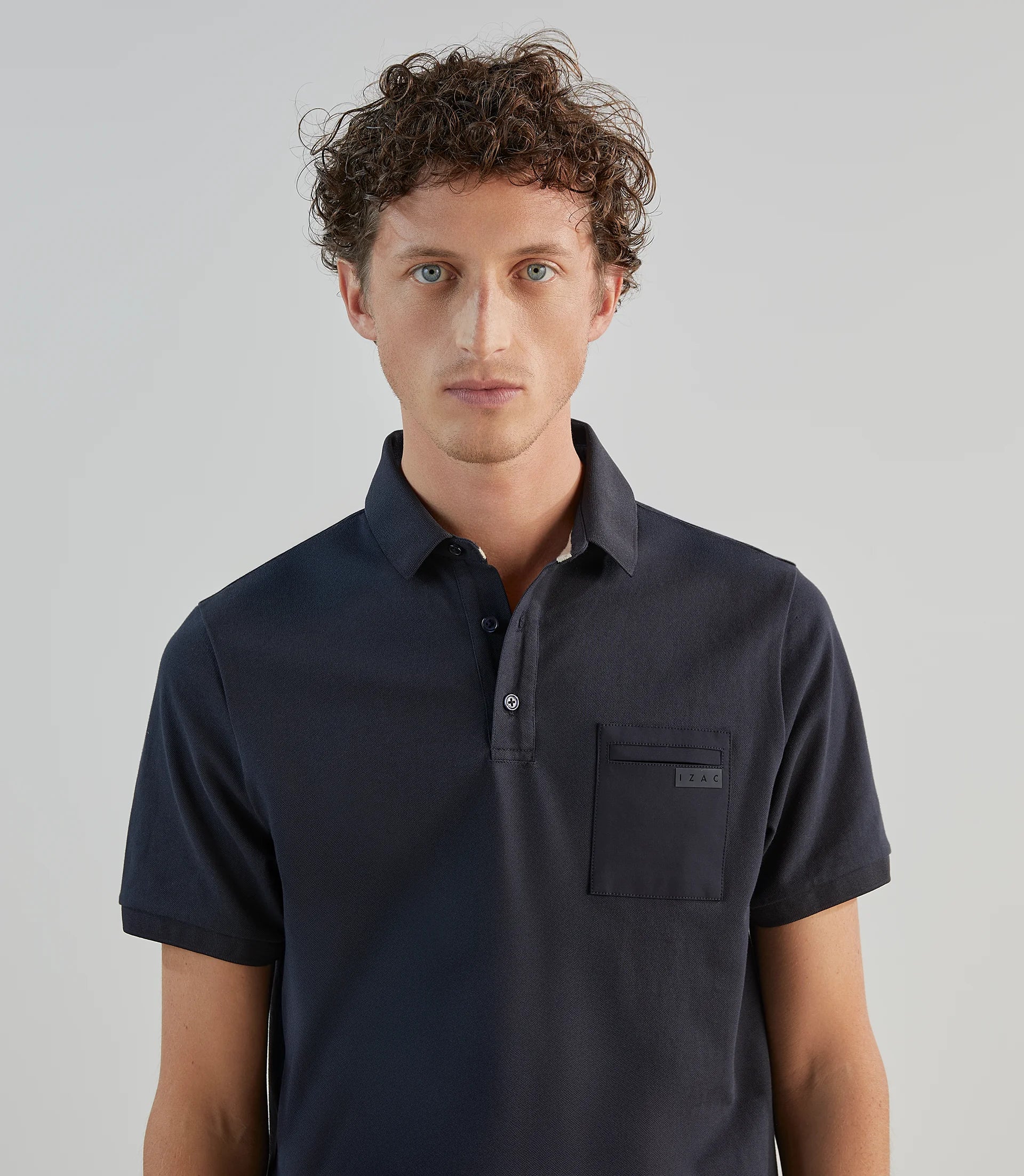 Polo col boutonné marine - IZAC