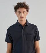 Polo col boutonné marine - IZAC