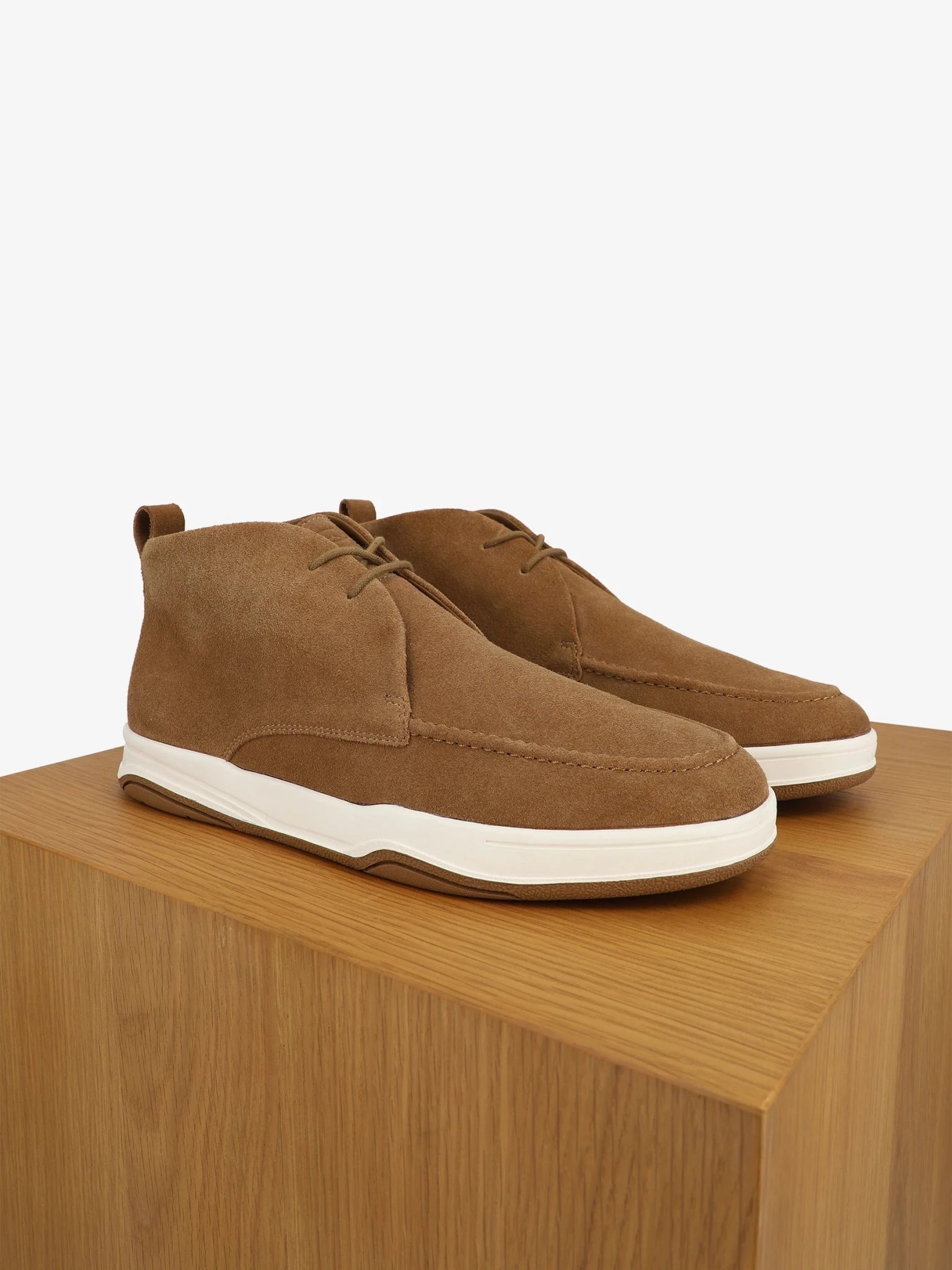 Camel suede casual ankle boots