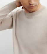 100% beige cashmere round neck sweater