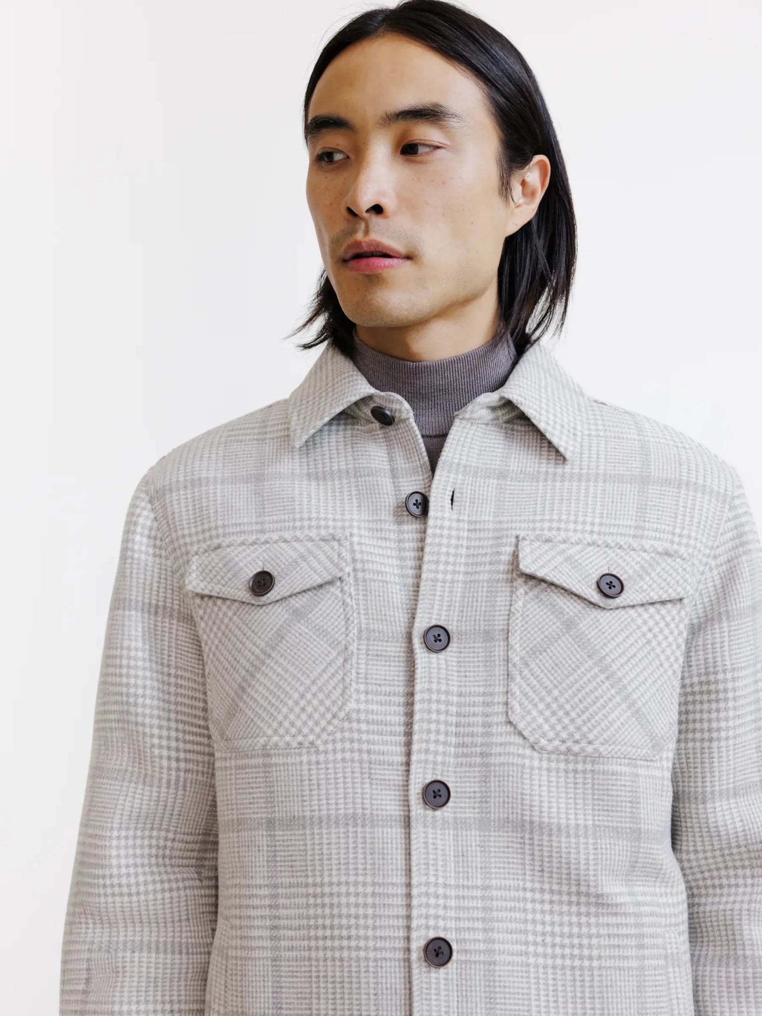 Veste 3 poches à carreaux gris clair - IZAC