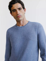 Pull col rond indigo