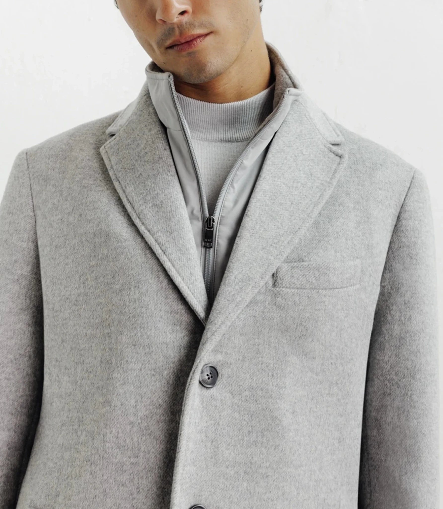 Manteau ville à parmenture amovible gris clair - IZAC