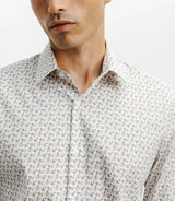 Chemise casual à imprimé fleurs beige