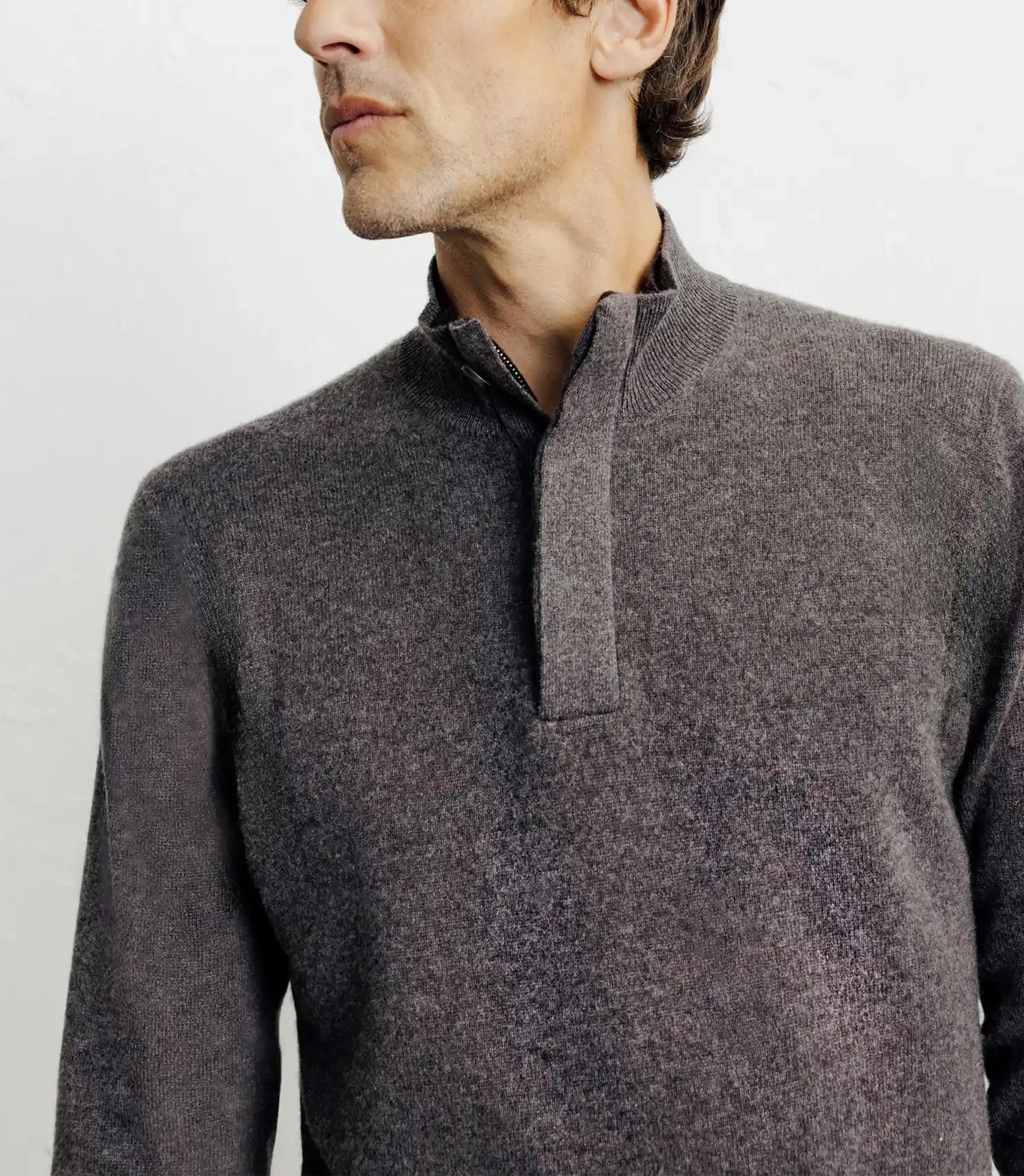 Collar pull 100% brown cashmere
