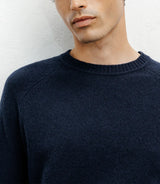 Navy wool round-neck sweater