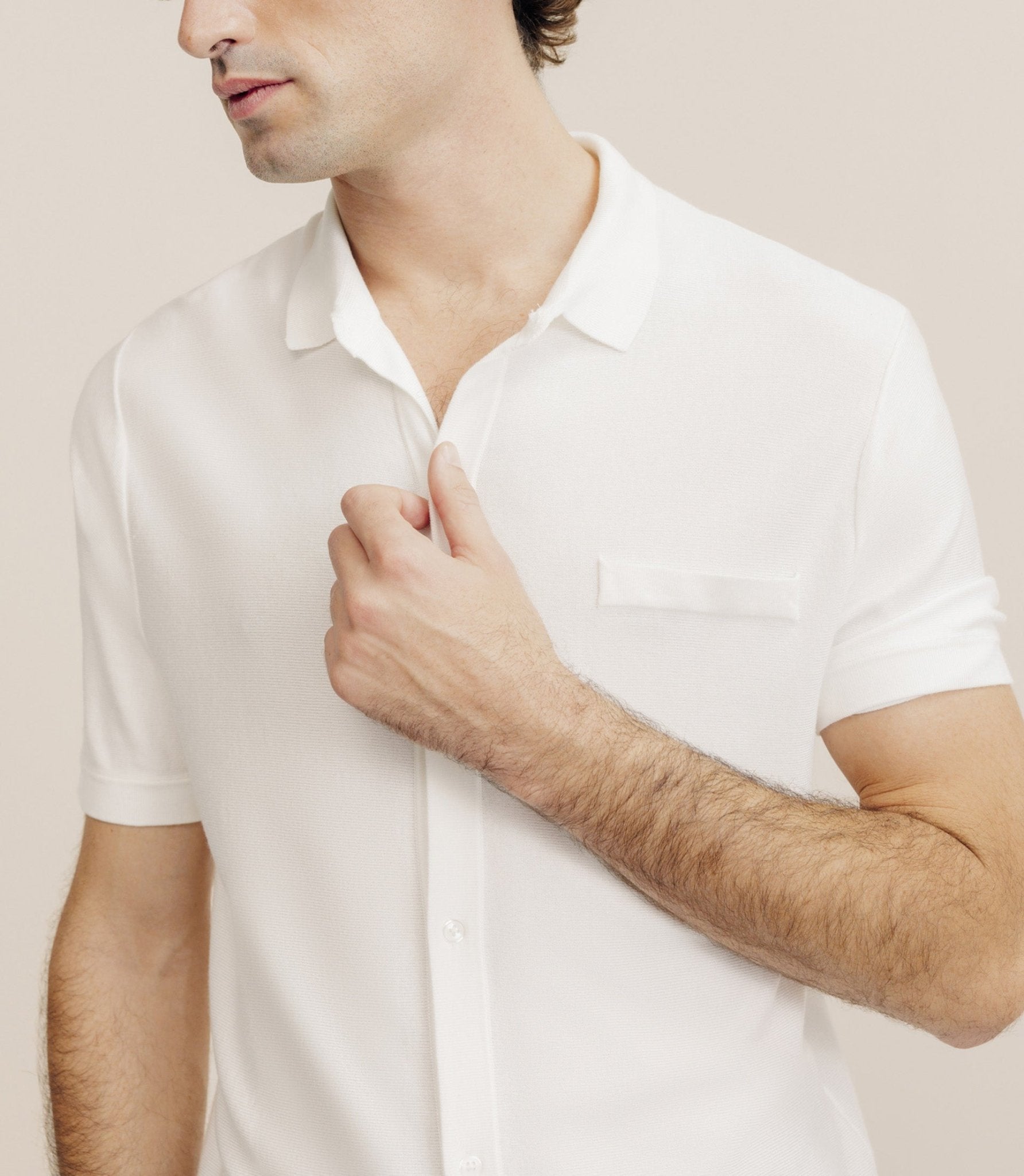 Polo en maille écru