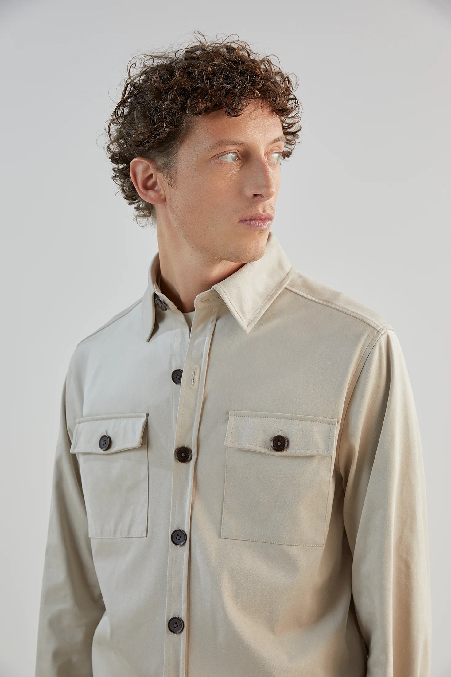 Chemise casual en suède ecru - IZAC