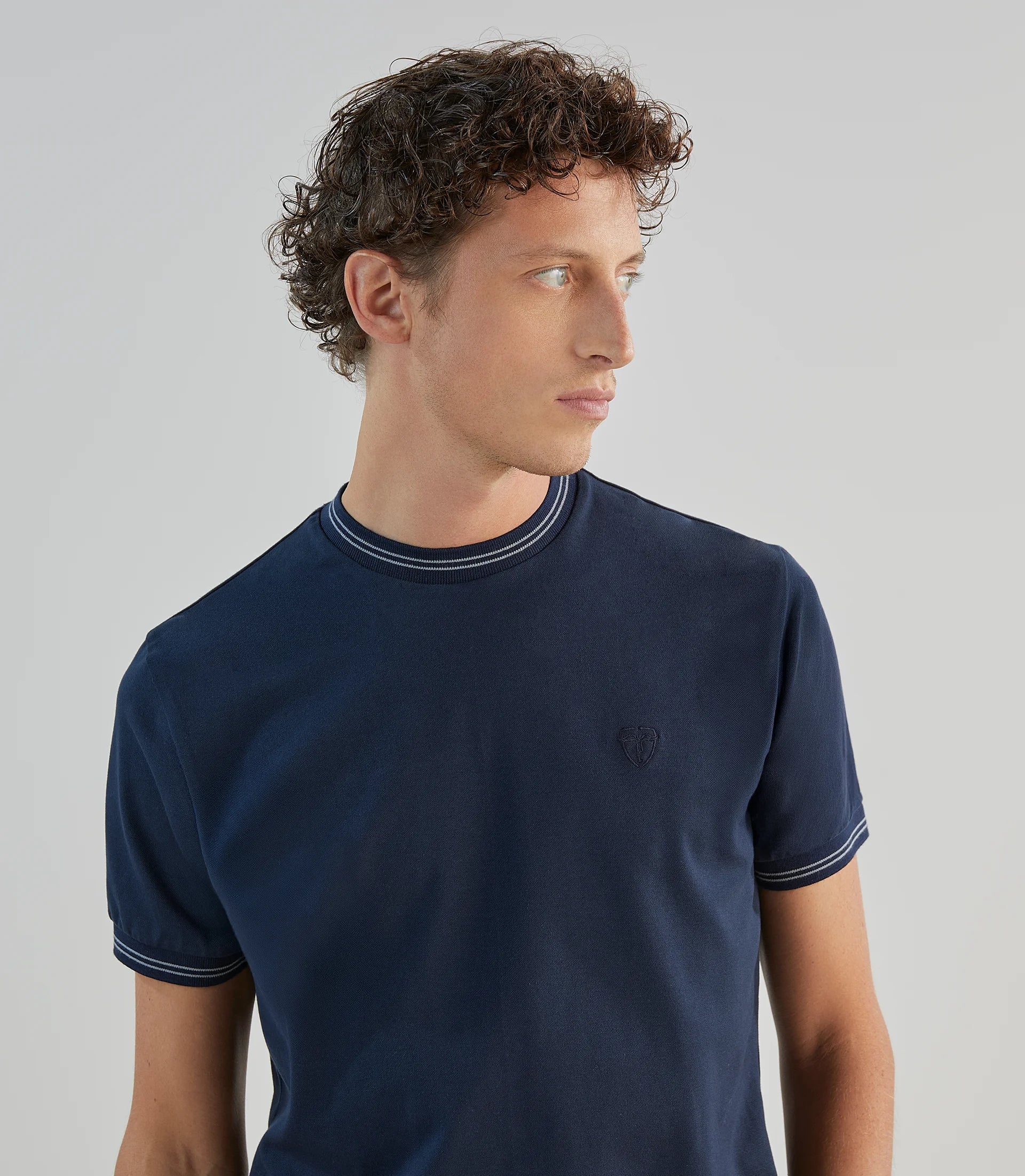 T-shirt en piqué à manches courtes marine - IZAC