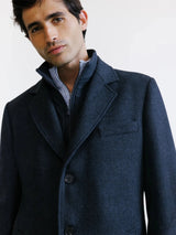 Manteau à parmenture amovible bleu denim
