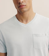 V-neck t-shirt with green pocket