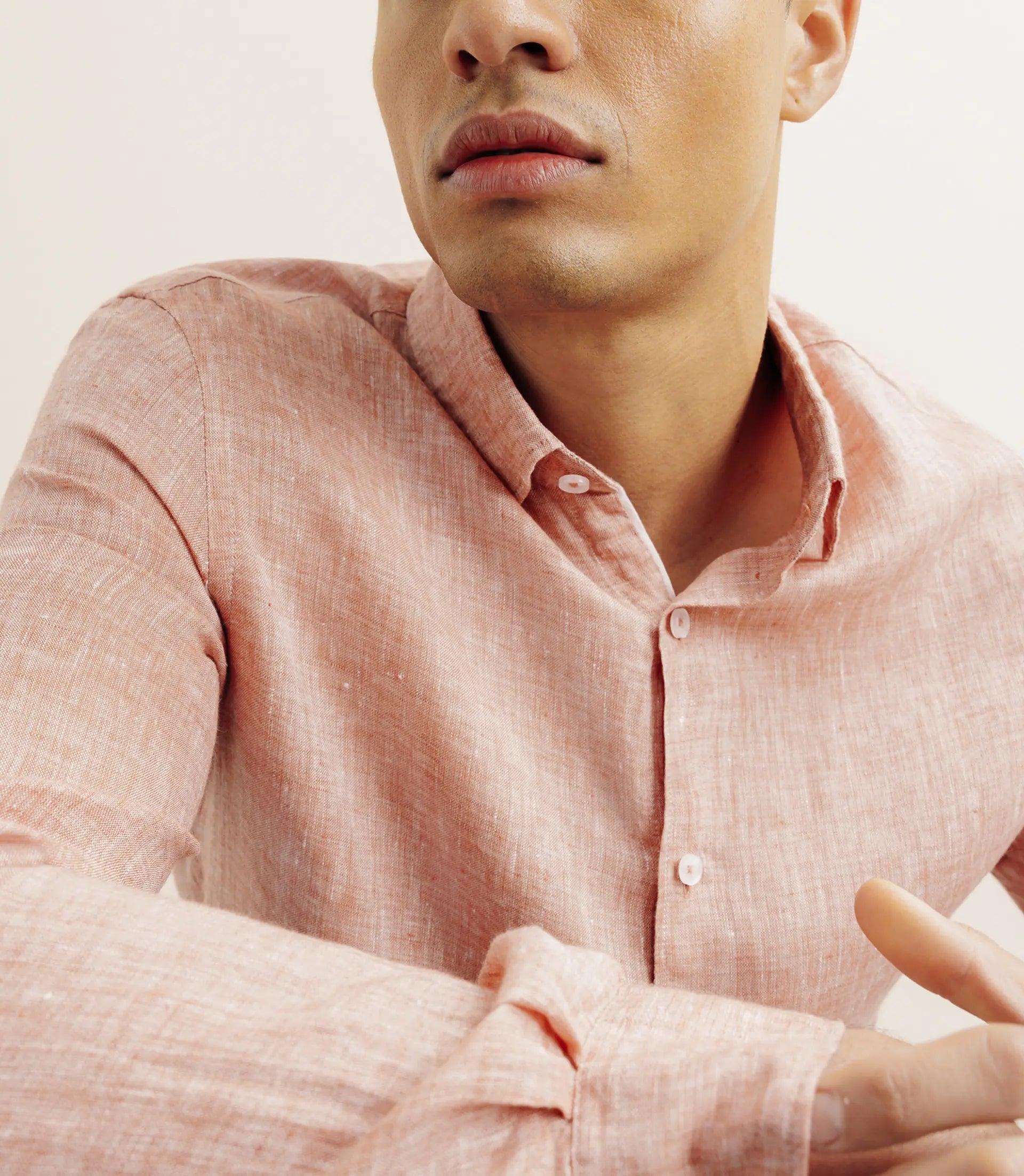 Regular shirt 100% orange linen