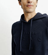Pull à capuche en maille marine