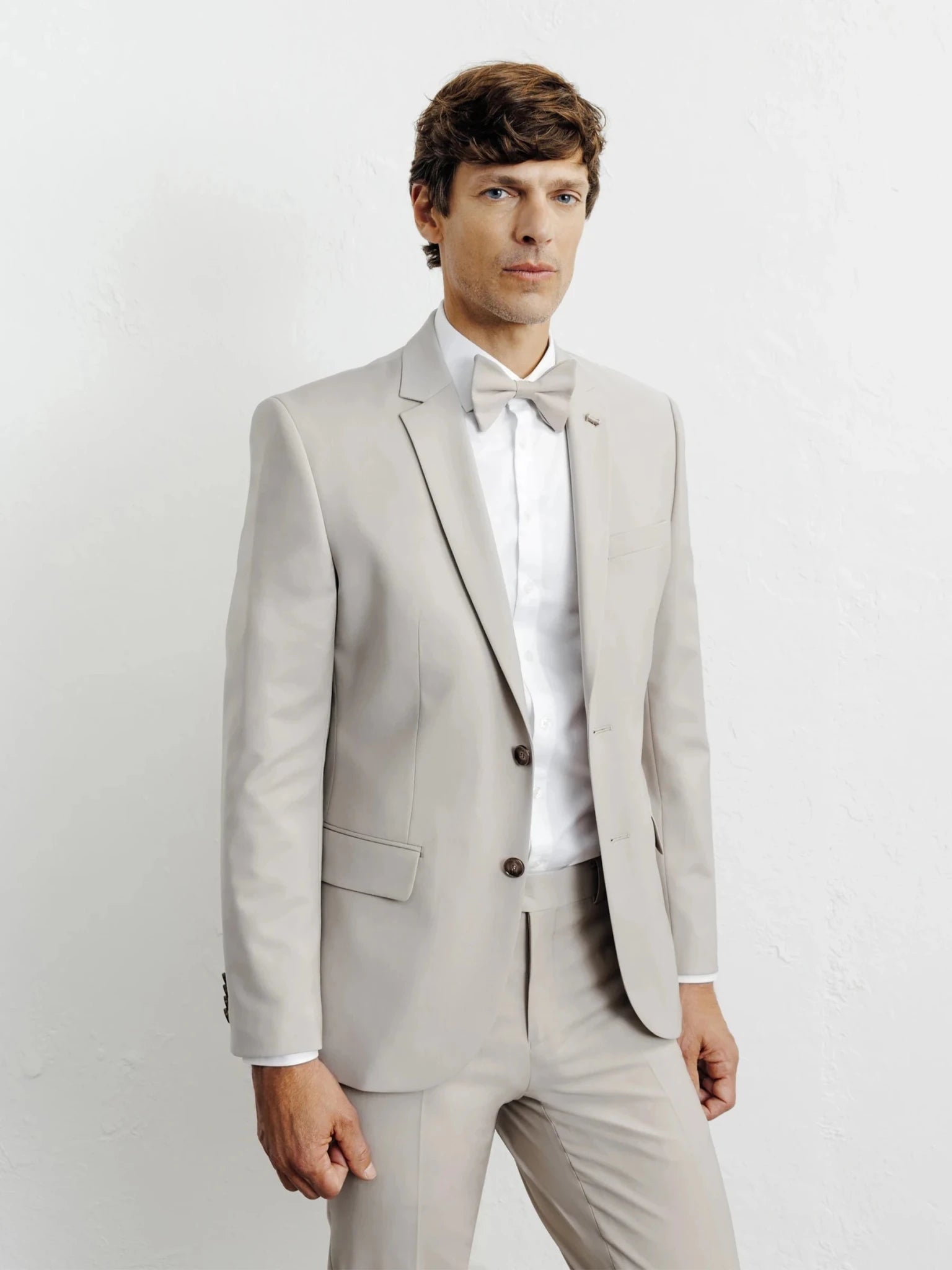 Costume 2 boutons laine majoritaire beige