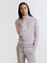 Beige merino wool turtleneck sweater