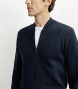 Zipped cardigan with navy teddy collar