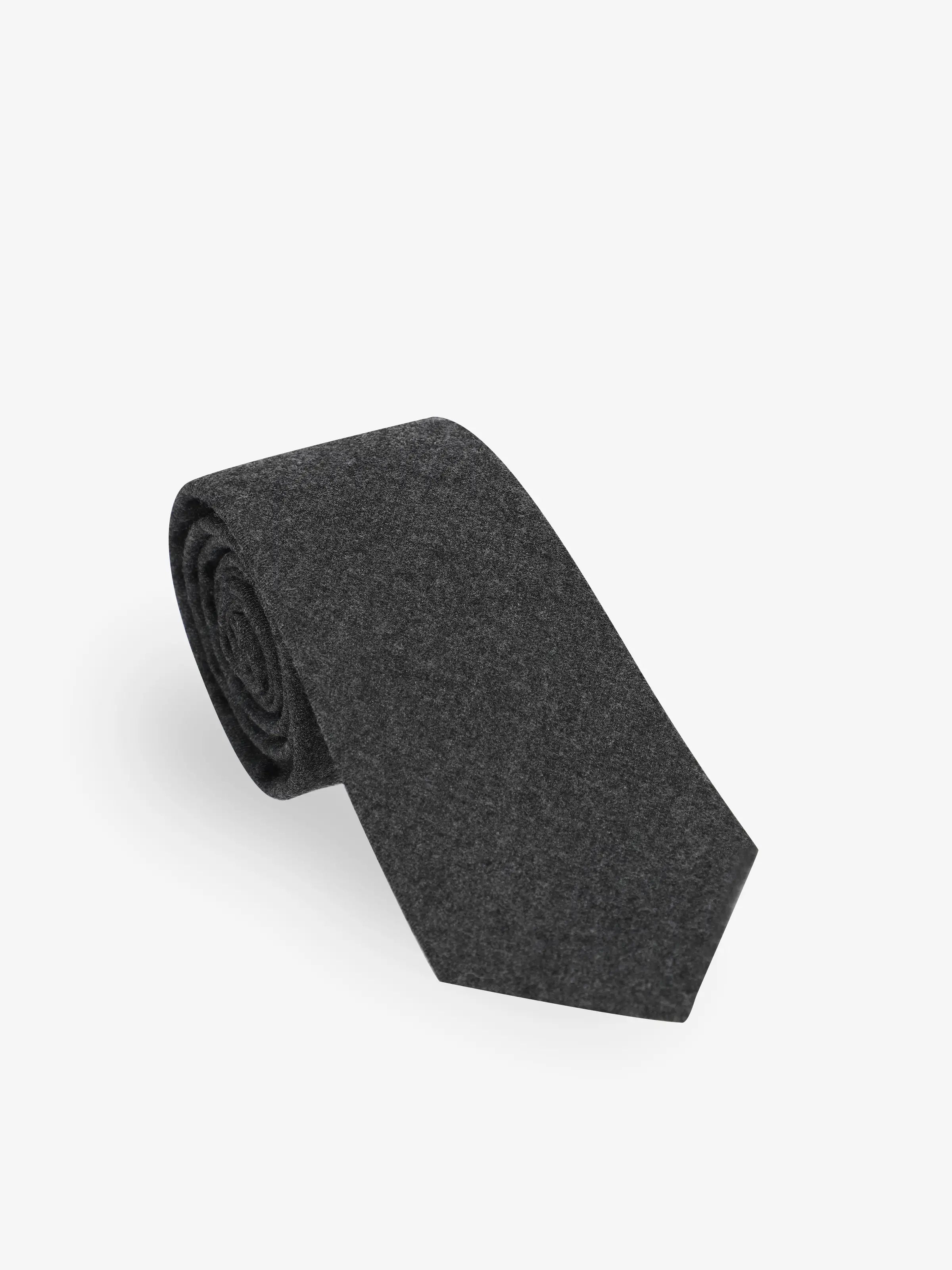 Plain flannel tie charcoal