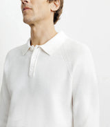 Pull col polo boutonné jeux de points écru