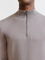 Pull à col demi-zippé taupe