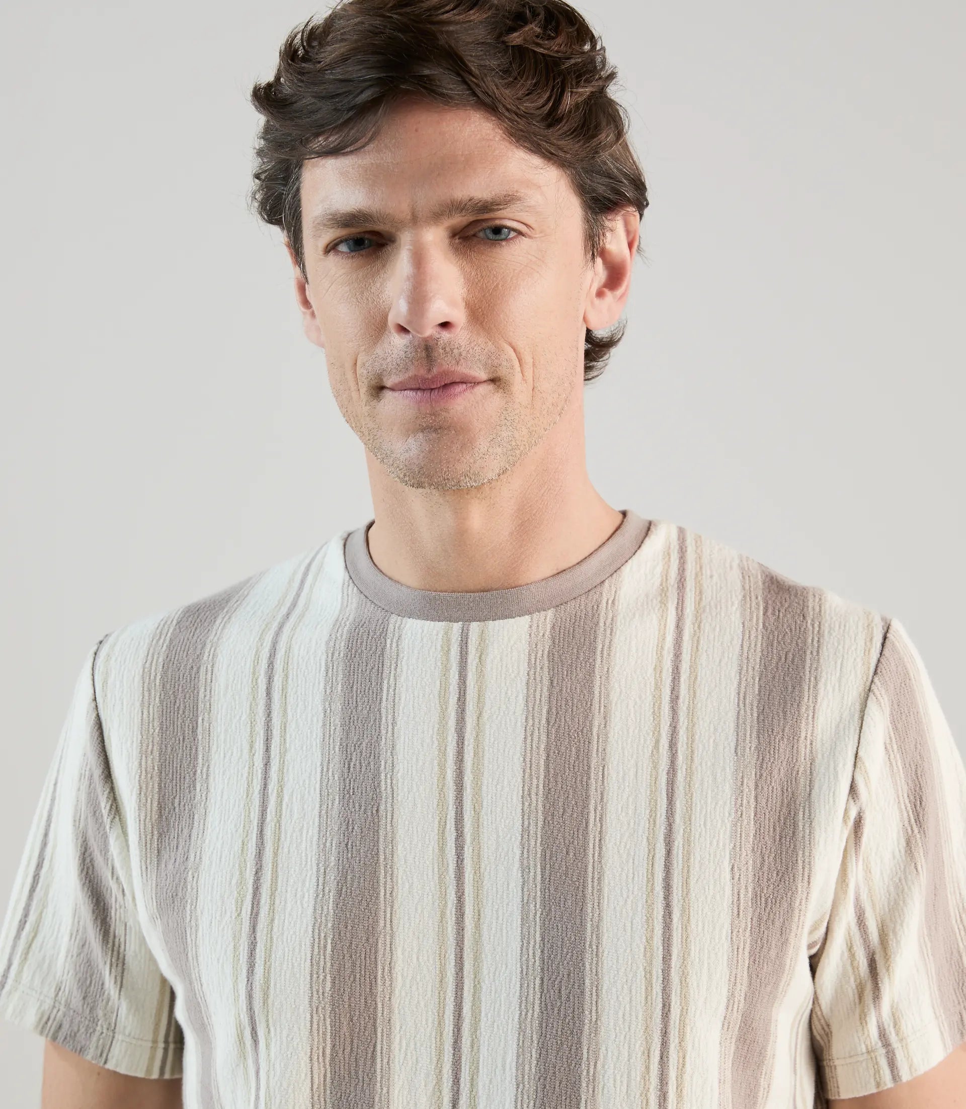 T-shirt à manches courtes rayé écru - IZAC