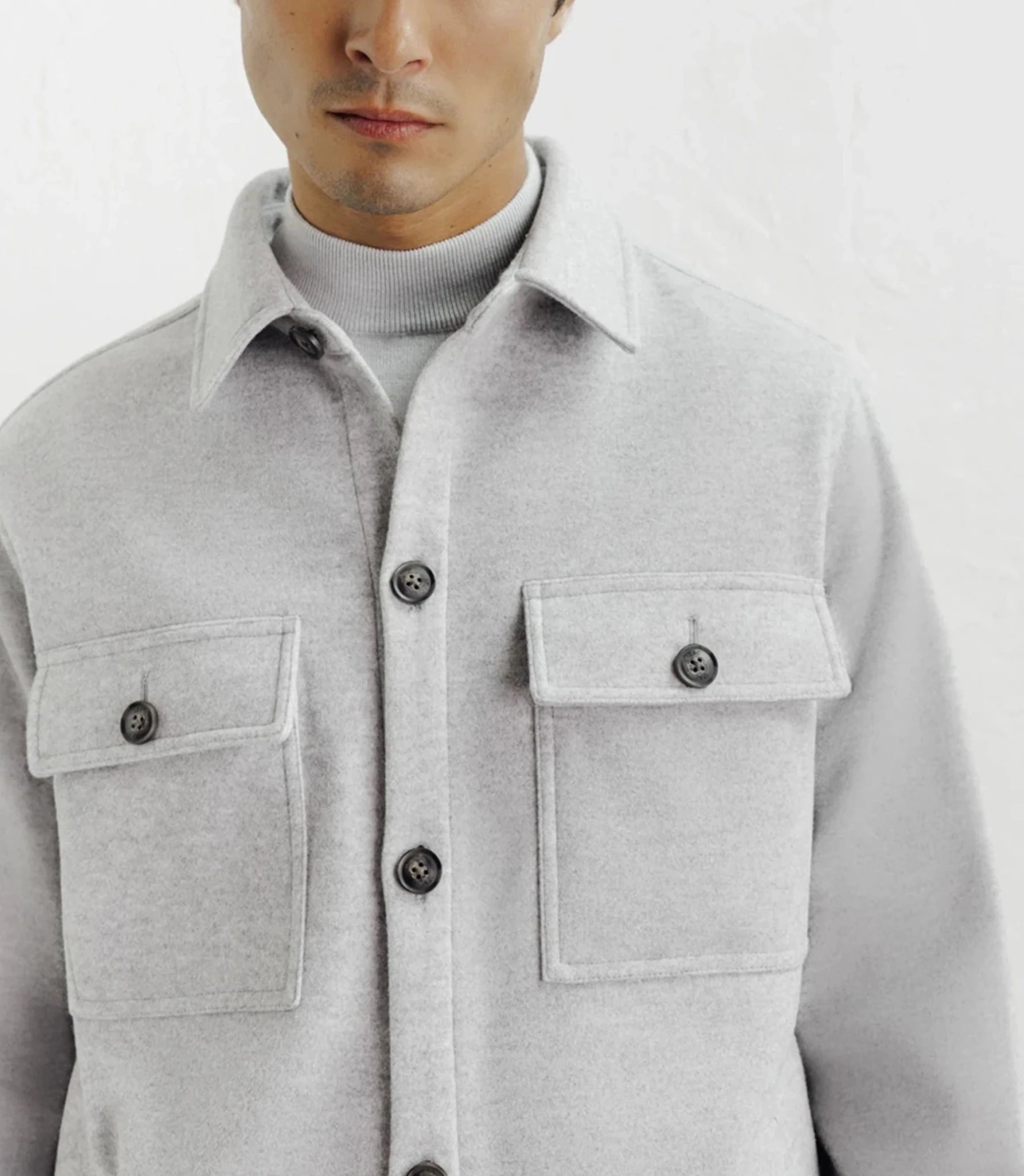 Light grey shirt collar casual jacket