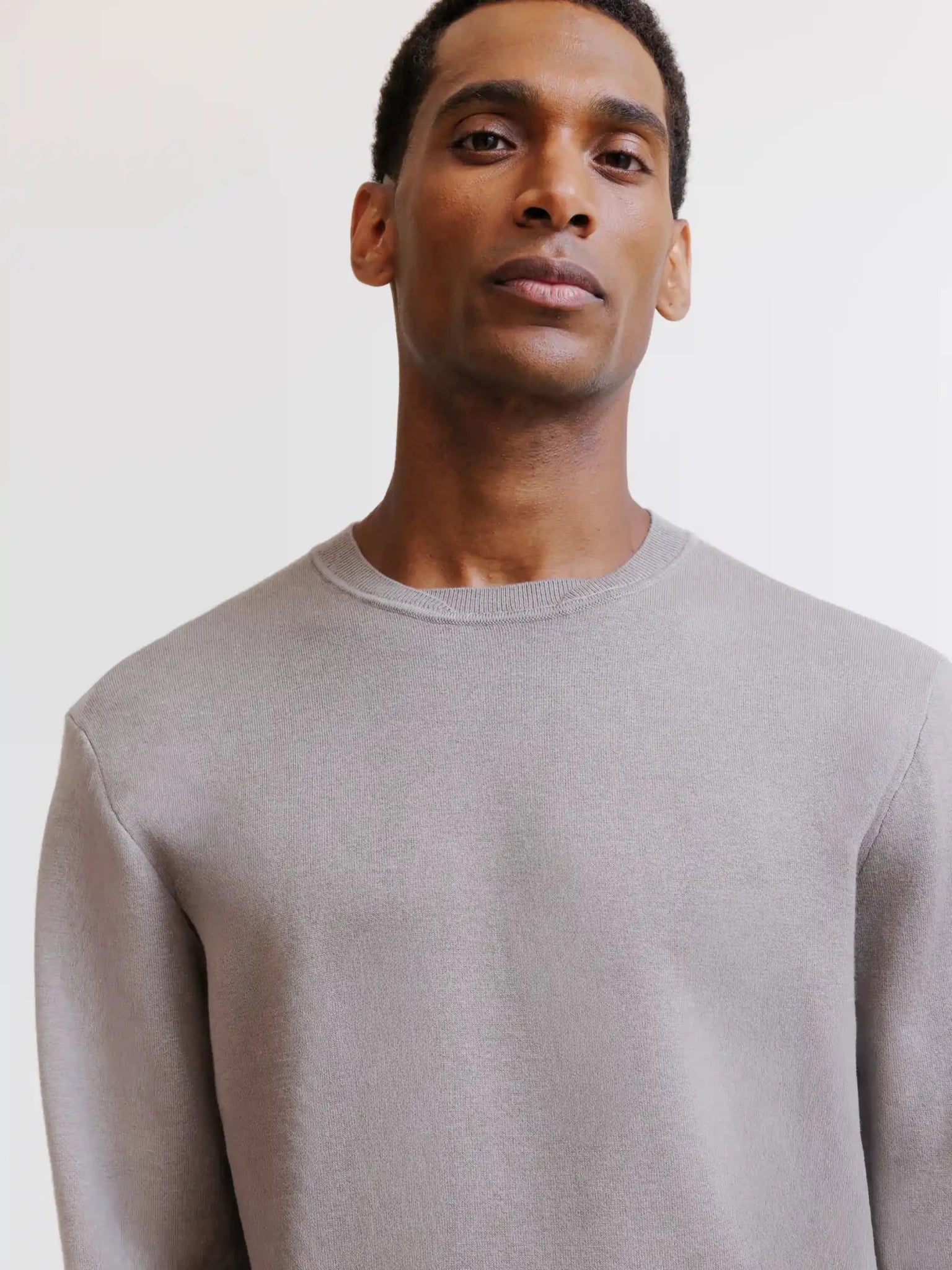Taupe teddy round neck sweater