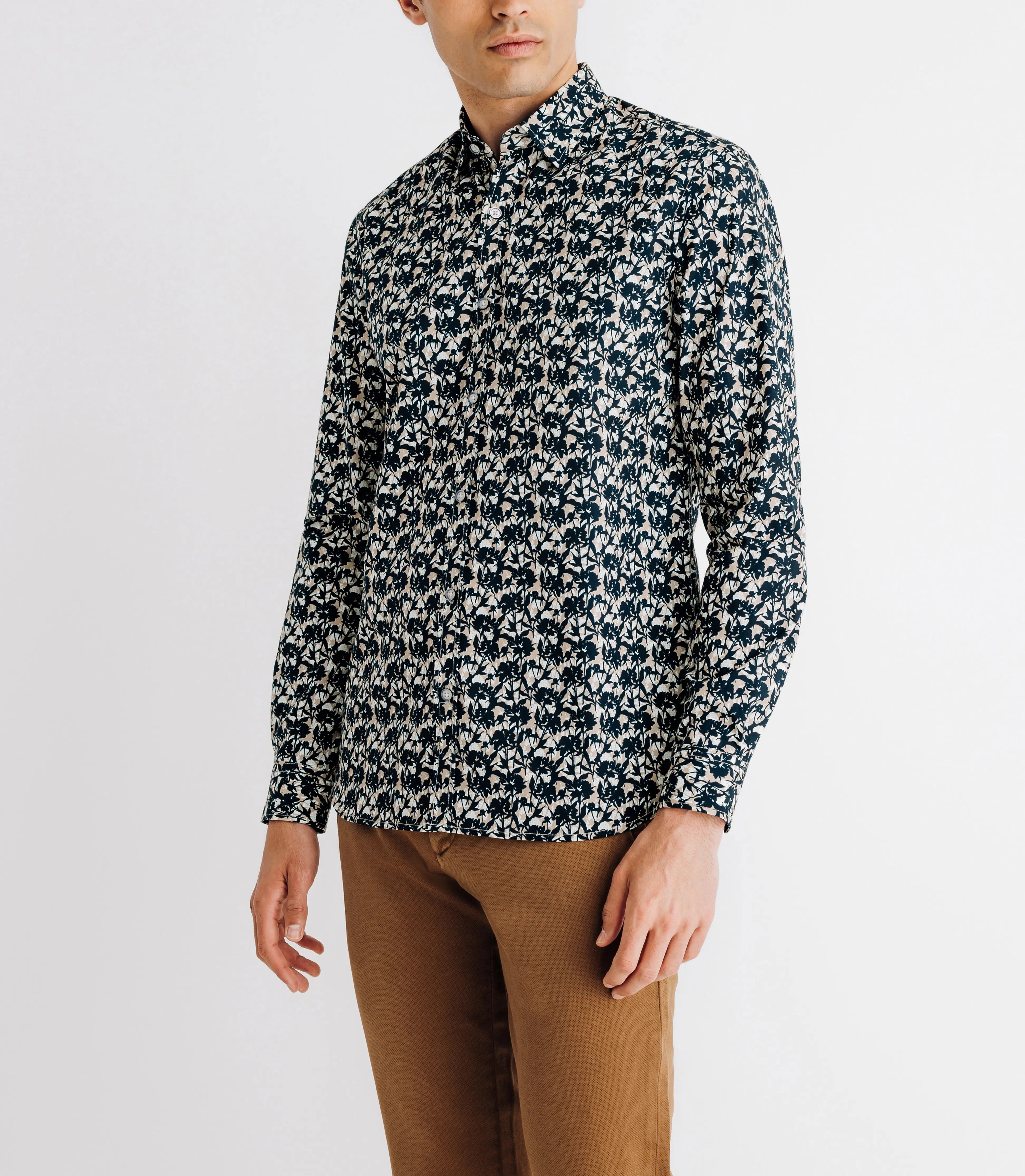 Chemise à fleurs marine - IZAC