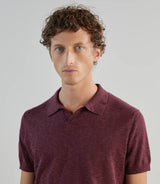 Polo à col ouvert en maille bordeaux clair - IZAC