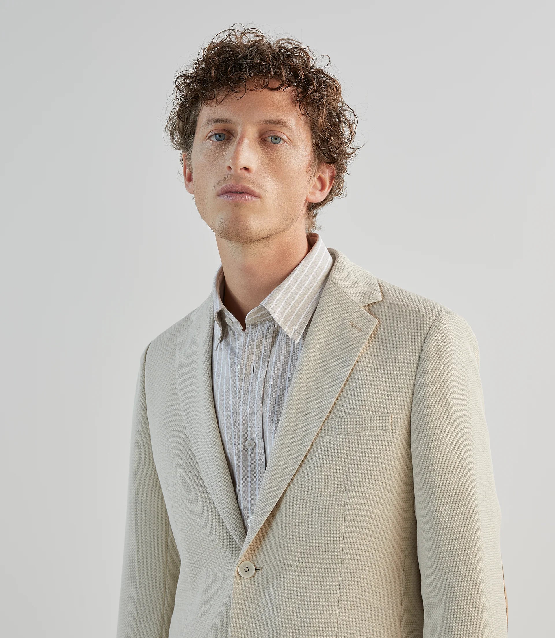 Veste casual en tissu armuré écru - IZAC