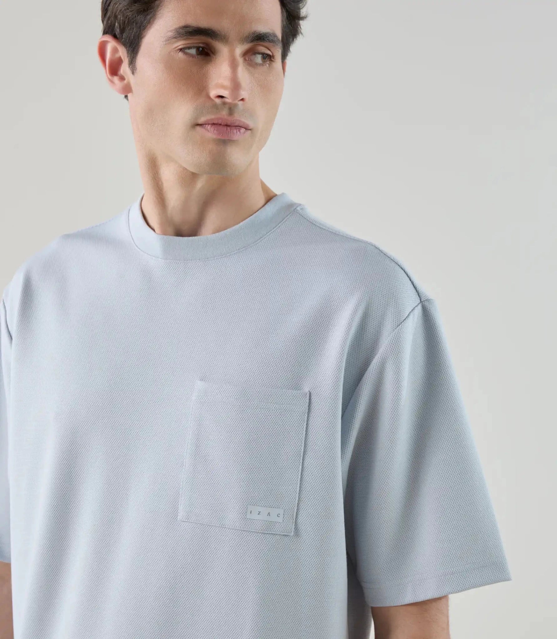 T-shirt col rond en jeu de points ciel - IZAC