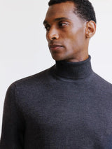 Licorice Merino Wool Turtleneck Sweater